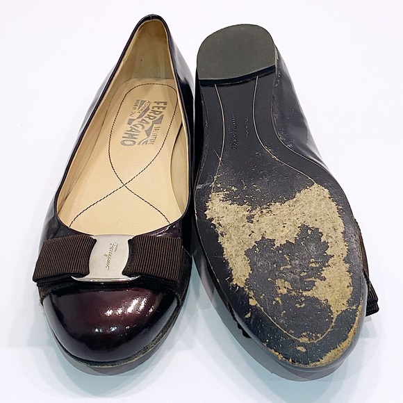 Ferragamo Brown Patent Leather Flats - Picture 11 of 12
